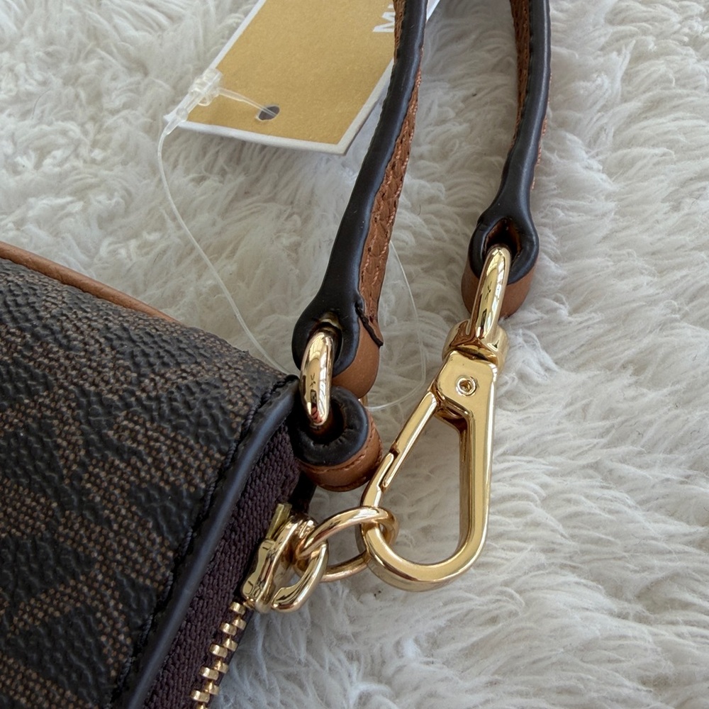 Michael Kors Dark Brown Wristlet with Gold Logo - Picture 5 of 11